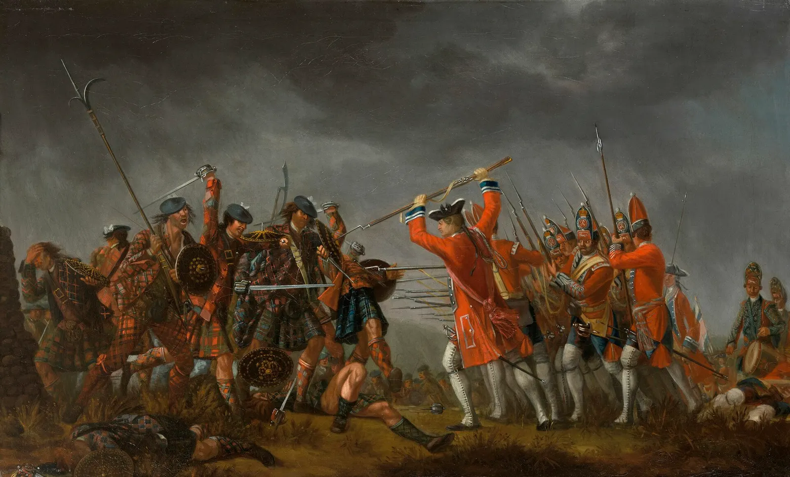 David Morier's 18th-century painting An Incident in the Rebellion of 1745, showing Highlanders clashing with government infantry at Culloden